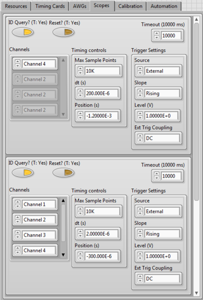 Setting up the Scopes Tab in IBEX Labview